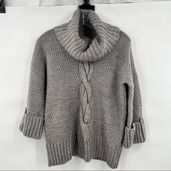 Talbots alpaca wool blend sweater knit grey turtleneck P - Picture 1 of 9